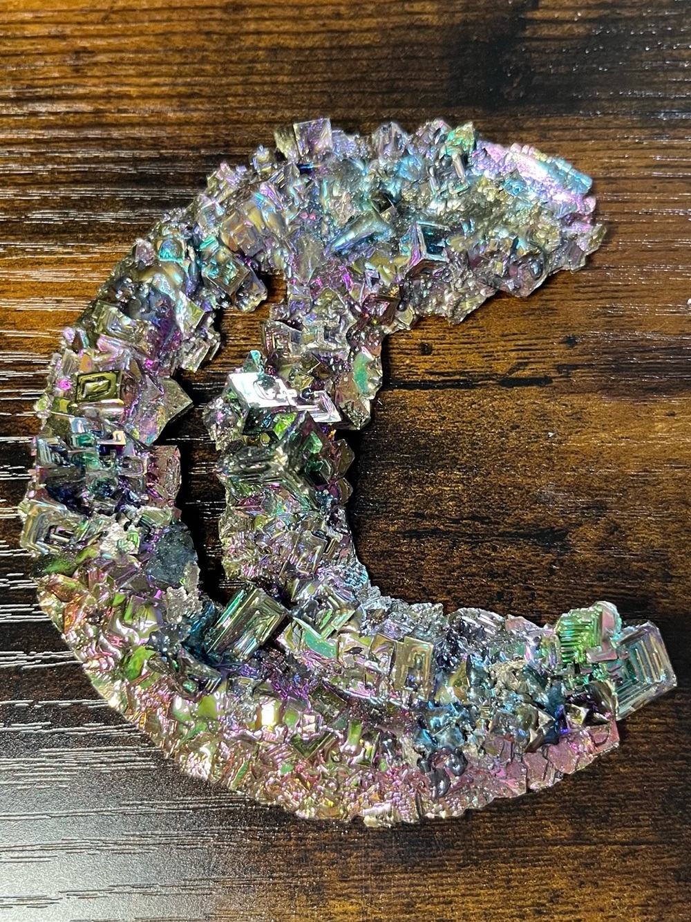 ๐ Large Rainbow Bismuth Crystal Crescent Moon Display Speciman - Picture 4 of 6